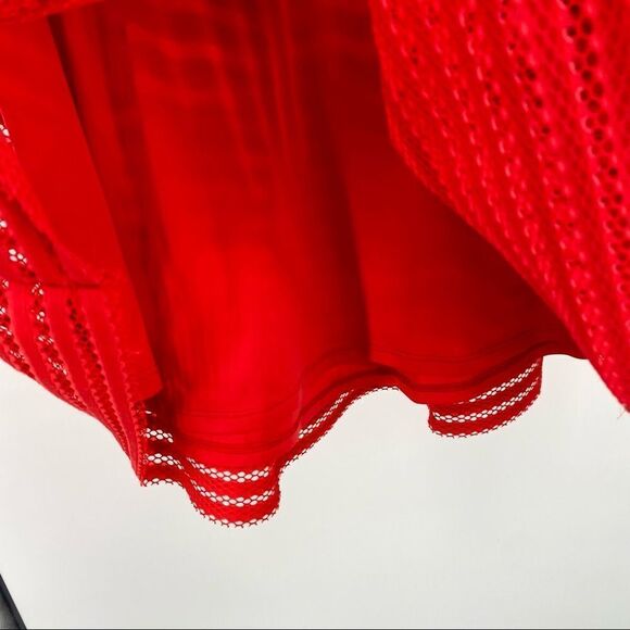 EXPRESS Red Pleated Eyelet A-line Skirt - Picture 5 of 9